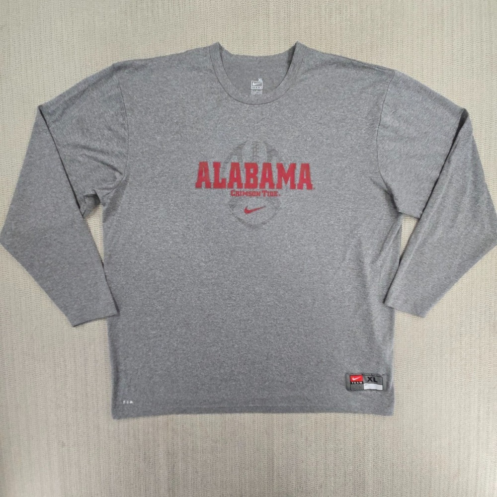 Nike Alabama Crimson Tide Shirt Mens XL Gray Long Sleeve Vintage Y2K Football